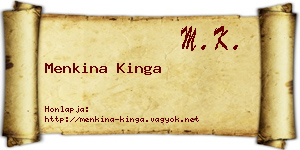 Menkina Kinga névjegykártya